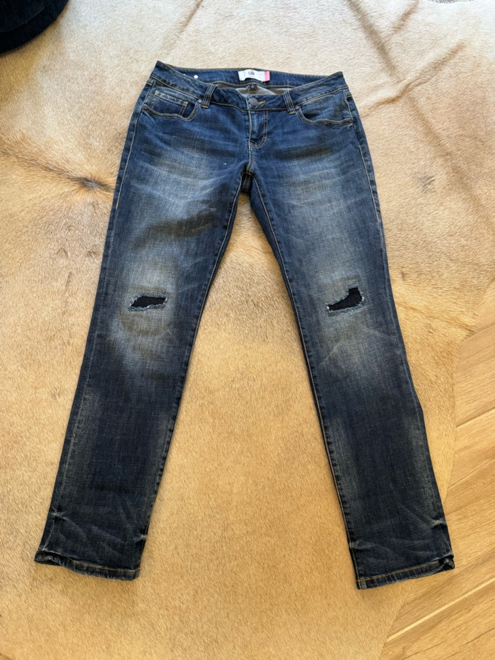 CAbi Dark Blue Distressed Boyfriend Jeans